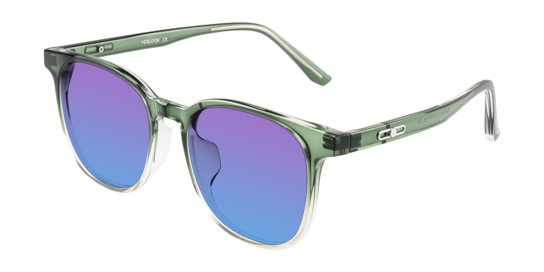 Angle of Ruhling in Gradient Green with Purple / Blue Gradient Lenses