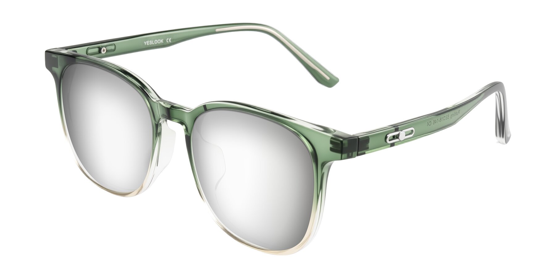 Angle of Ruhling in Gradient Green with Silver Mirrored Lenses