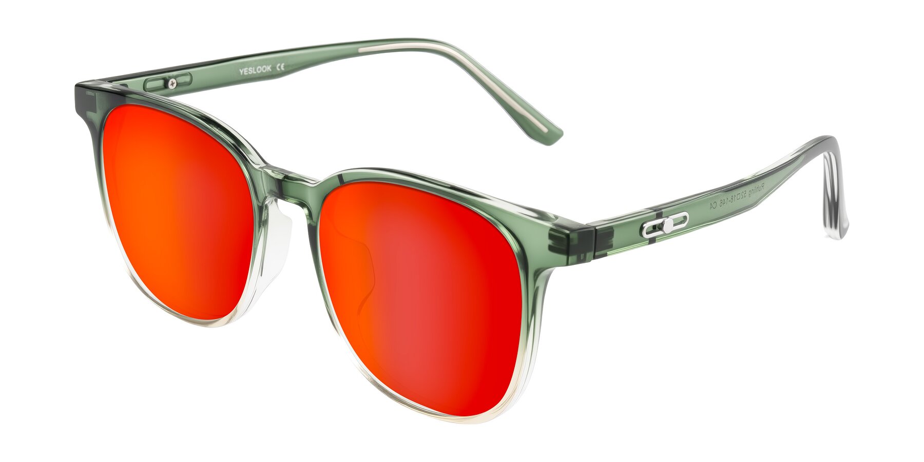Angle of Ruhling in Gradient Green with Red Gold Mirrored Lenses