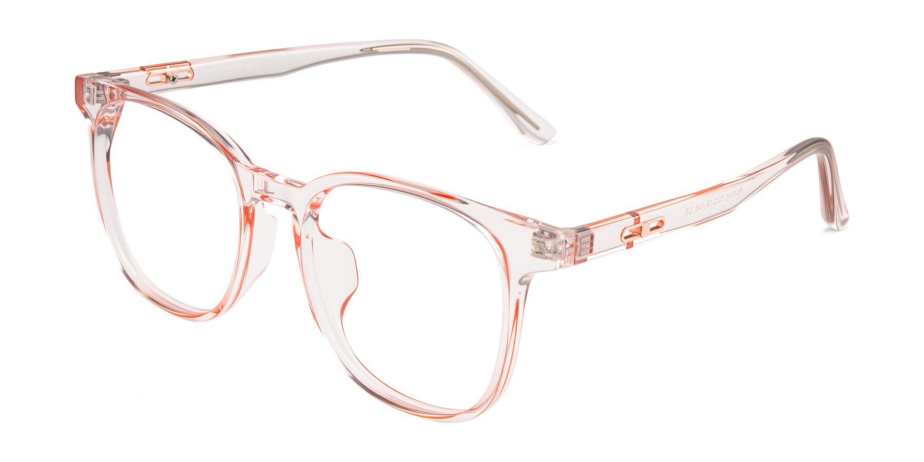 Angle of Ruhling in Transparent Pink with Clear Eyeglass Lenses
