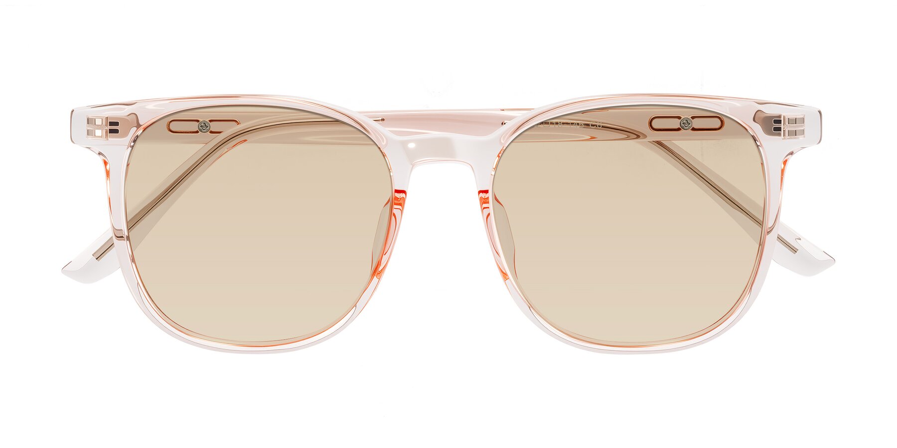 Folded Front of Ruhling in Transparent Pink with Light Brown Tinted Lenses