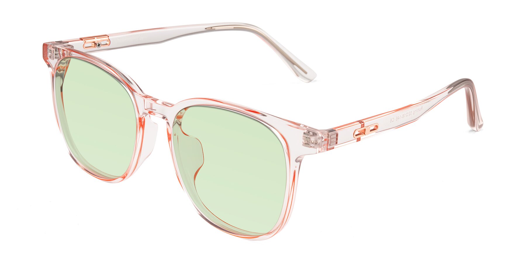 Angle of Ruhling in Transparent Pink with Light Green Tinted Lenses