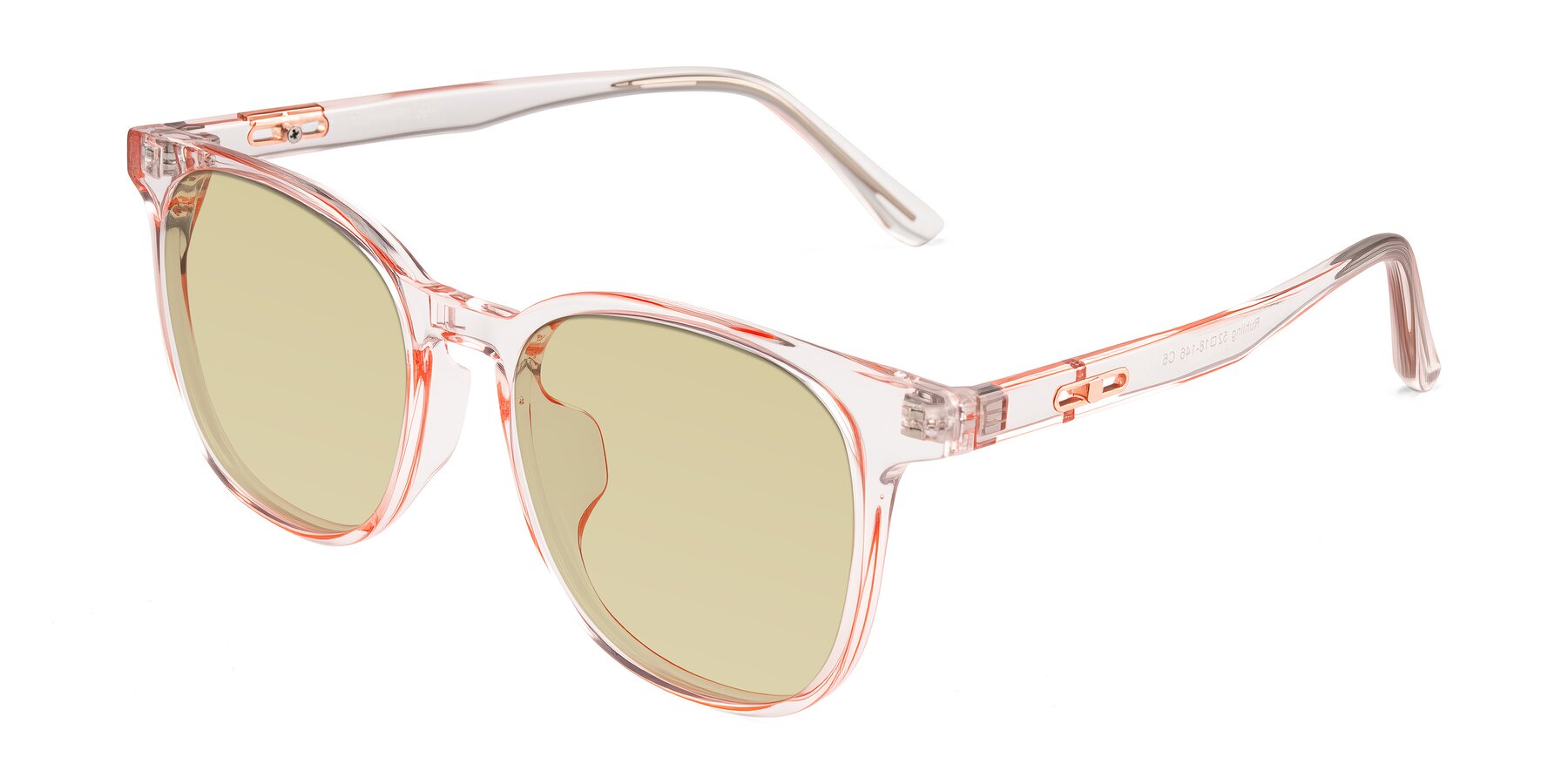 Angle of Ruhling in Transparent Pink with Light Champagne Tinted Lenses