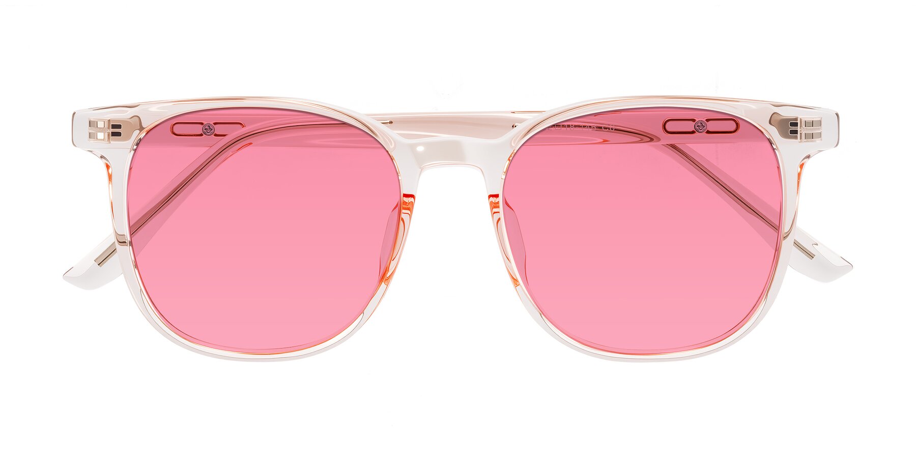 Folded Front of Ruhling in Transparent Pink with Pink Tinted Lenses