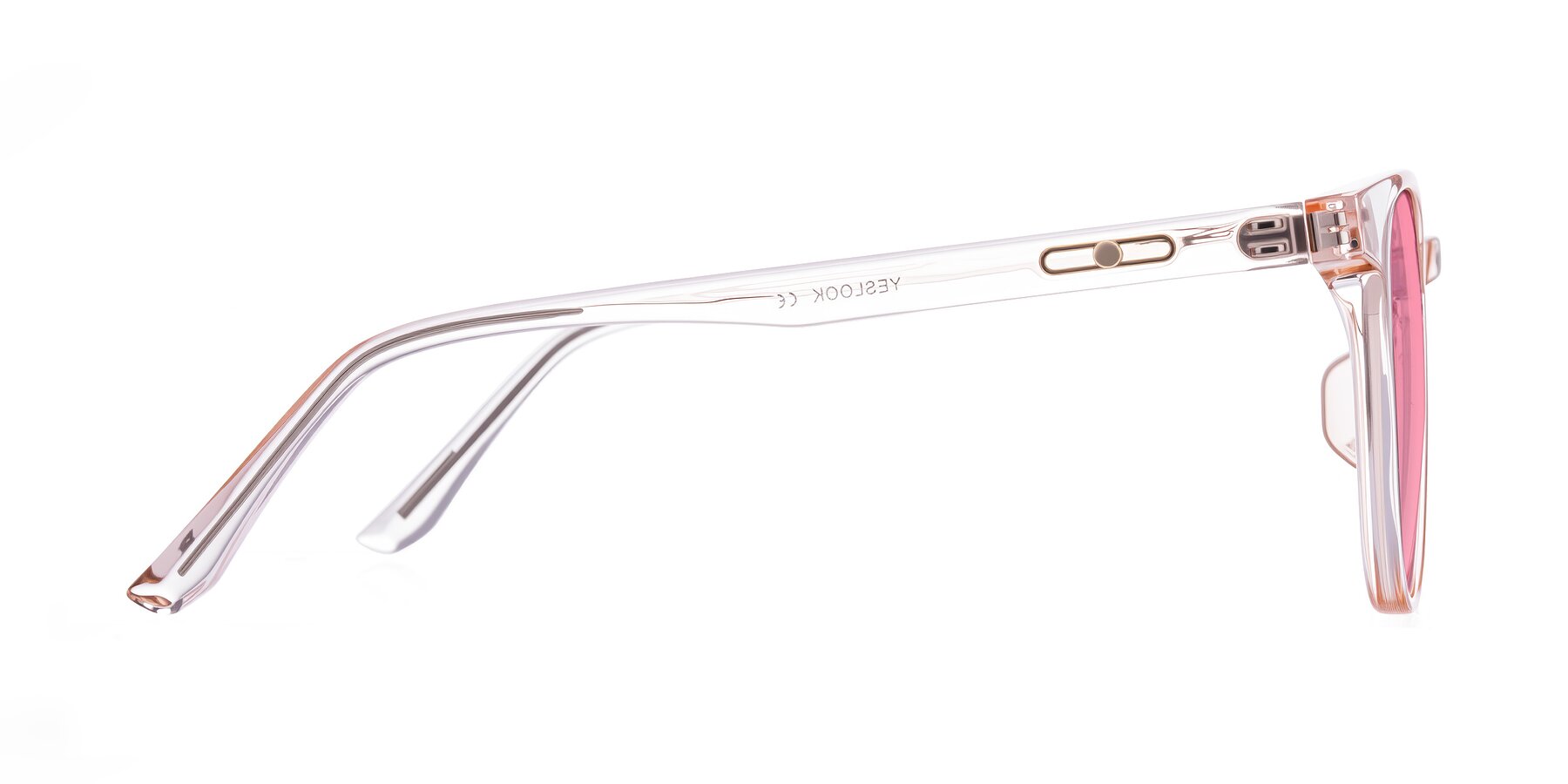 Side of Ruhling in Transparent Pink with Pink Tinted Lenses