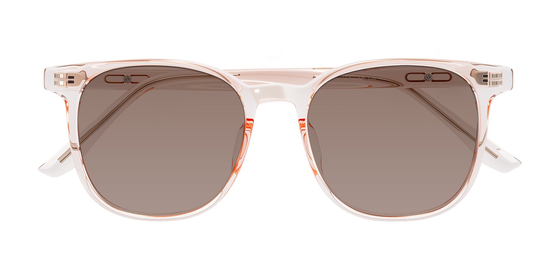 Folded Front of Ruhling in Transparent Pink with Medium Brown Tinted Lenses