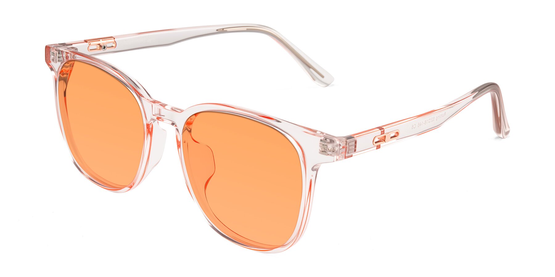 Angle of Ruhling in Transparent Pink with Medium Orange Tinted Lenses