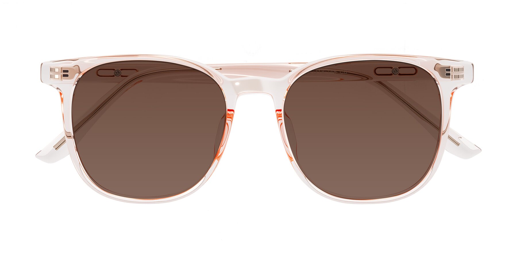 Folded Front of Ruhling in Transparent Pink with Brown Tinted Lenses