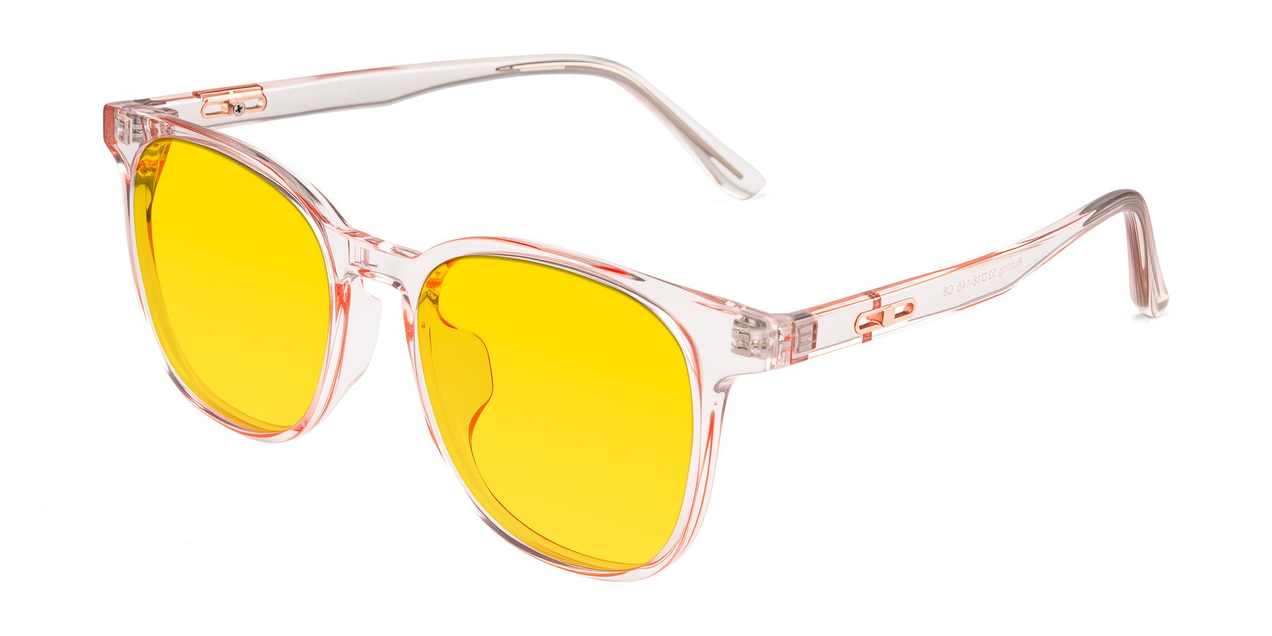 Angle of Ruhling in Transparent Pink with Yellow Tinted Lenses