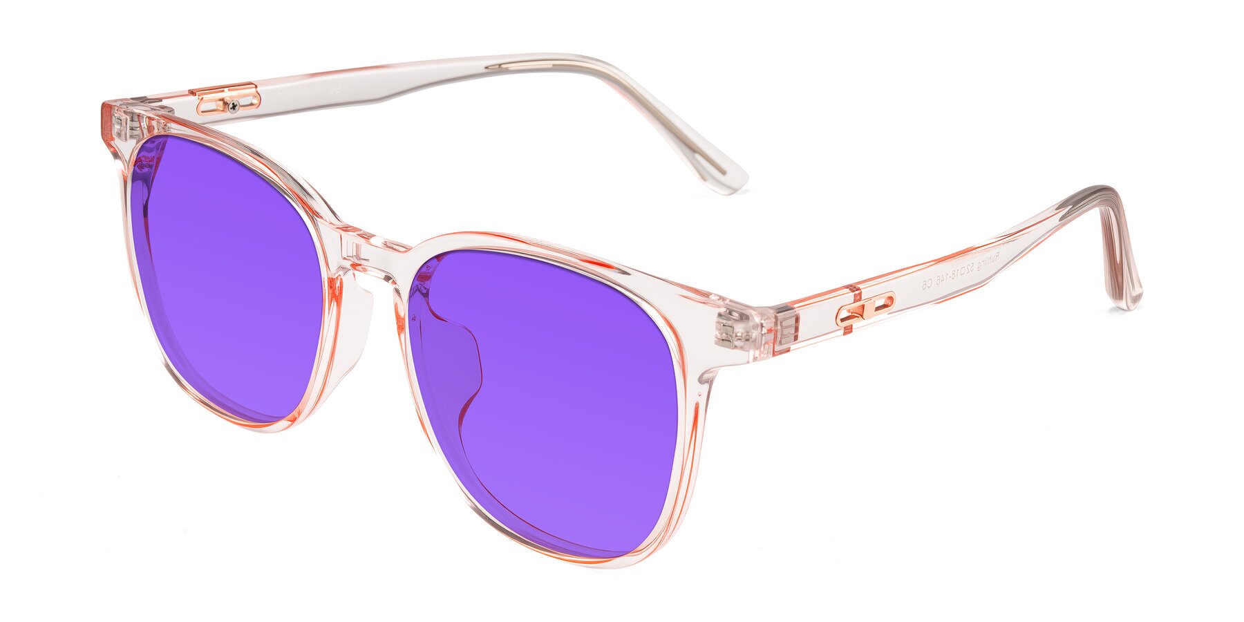 Angle of Ruhling in Transparent Pink with Purple Tinted Lenses