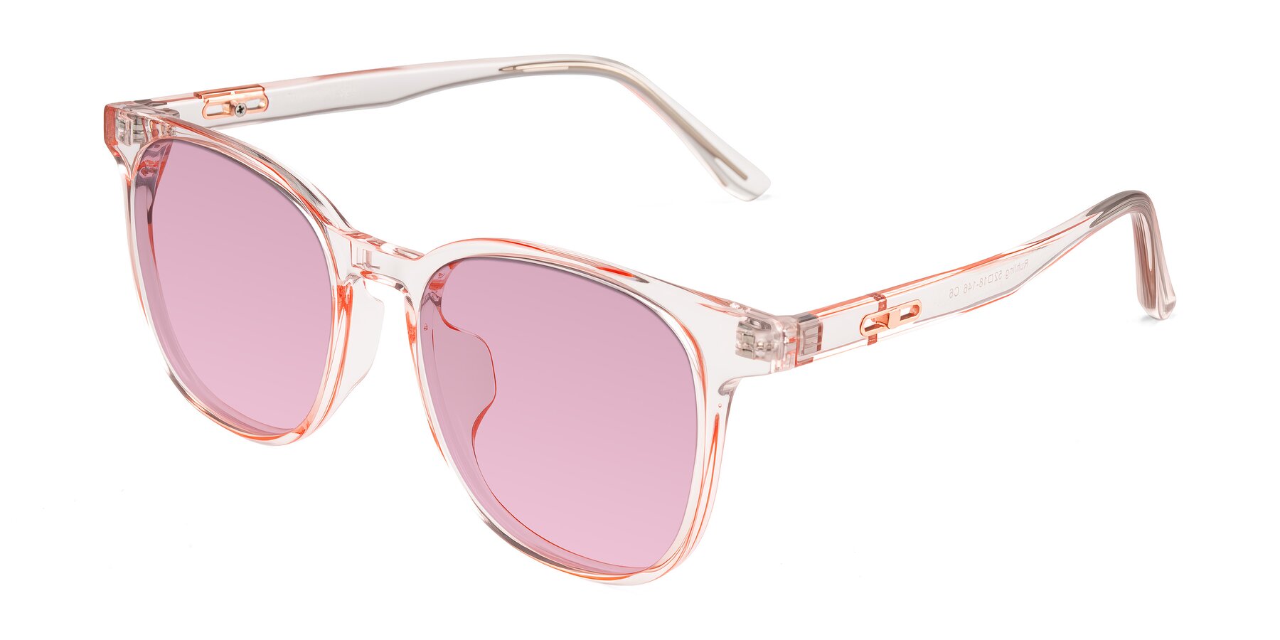 Angle of Ruhling in Transparent Pink with Light Wine Tinted Lenses