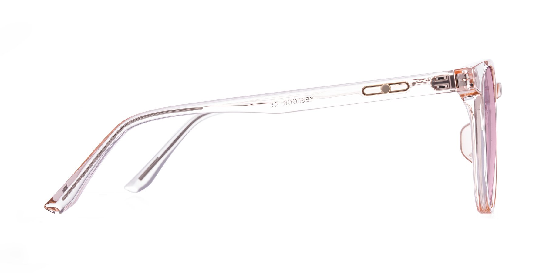 Side of Ruhling in Transparent Pink with Light Wine Tinted Lenses