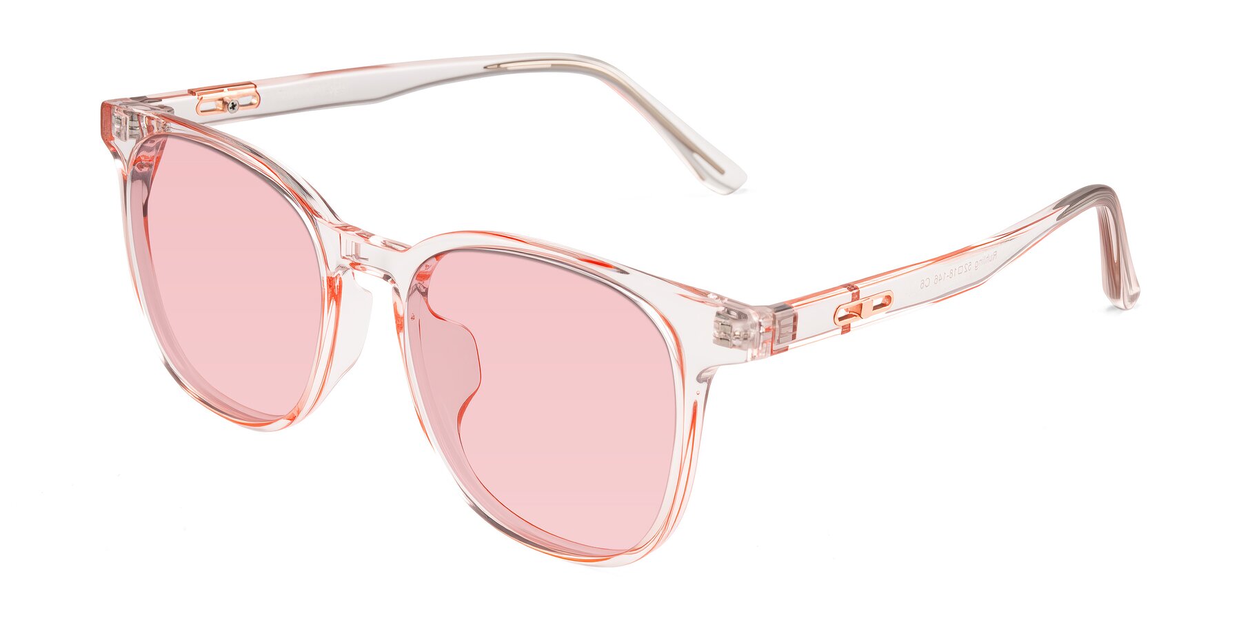 Angle of Ruhling in Transparent Pink with Light Garnet Tinted Lenses