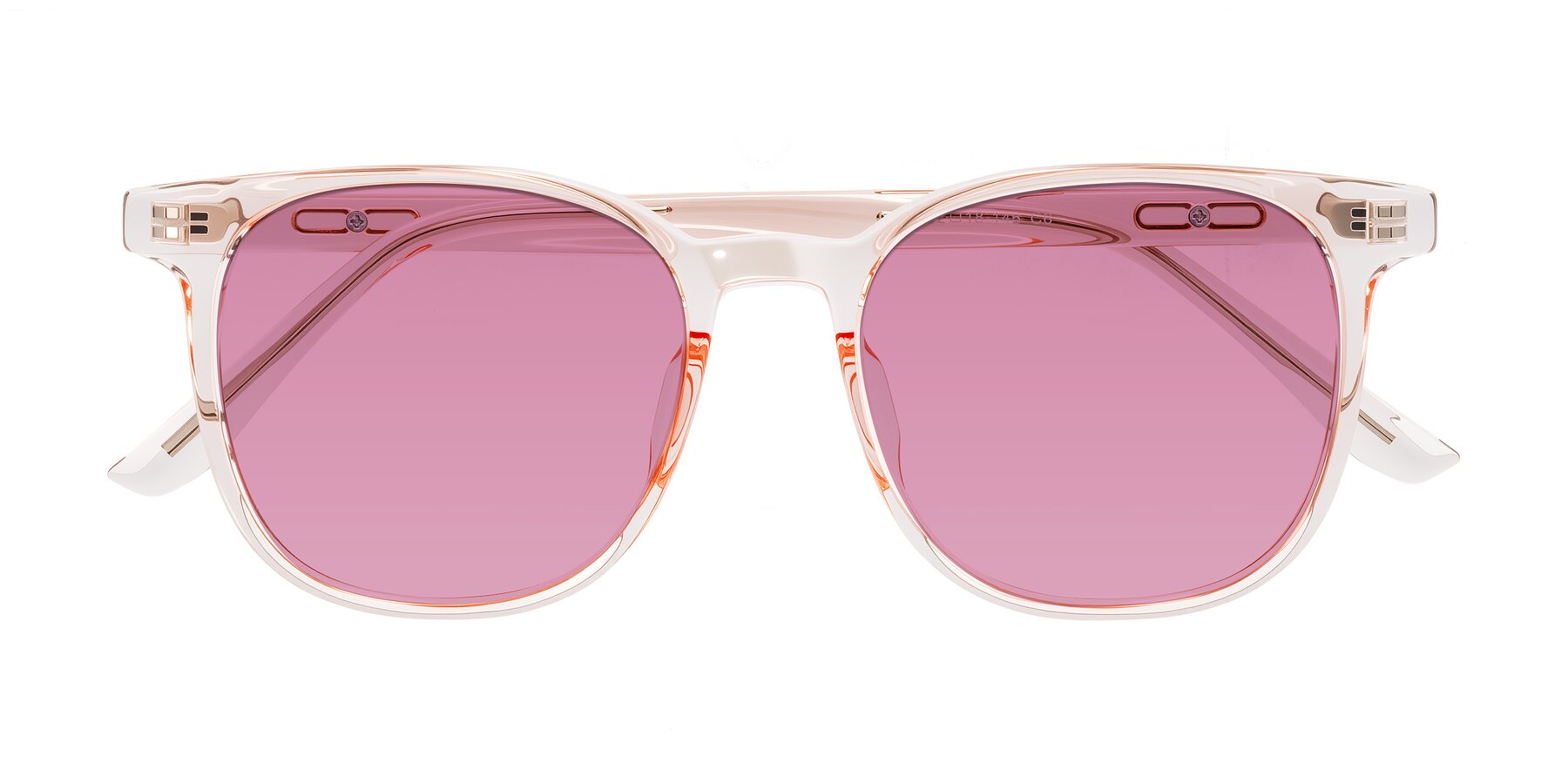 Folded Front of Ruhling in Transparent Pink with Medium Wine Tinted Lenses