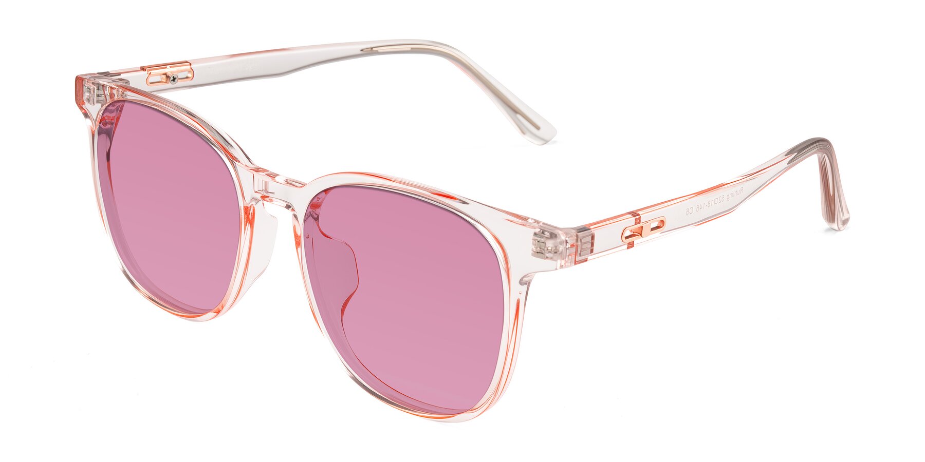 Angle of Ruhling in Transparent Pink with Medium Wine Tinted Lenses