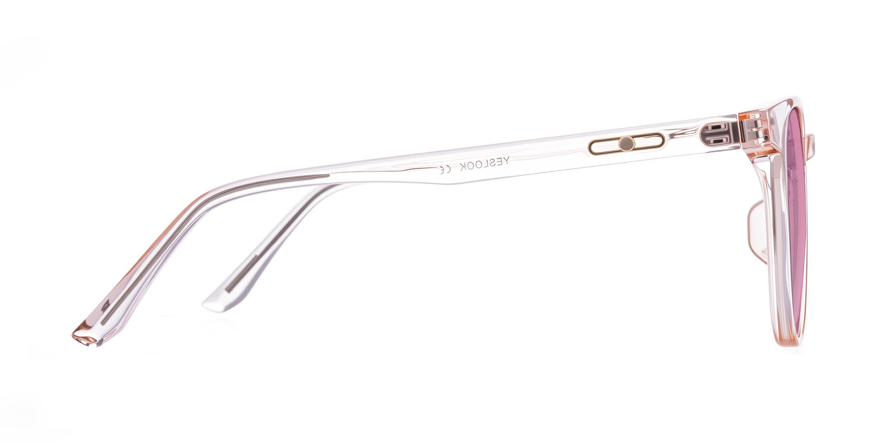 Side of Ruhling in Transparent Pink with Medium Wine Tinted Lenses