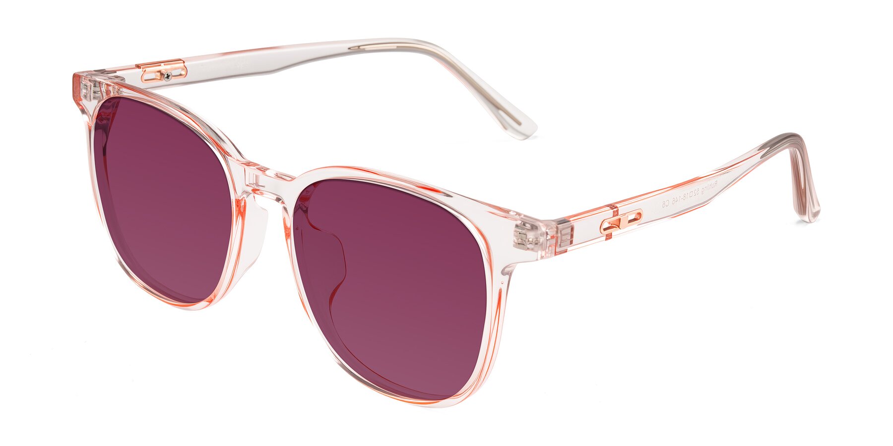 Angle of Ruhling in Transparent Pink with Wine Tinted Lenses