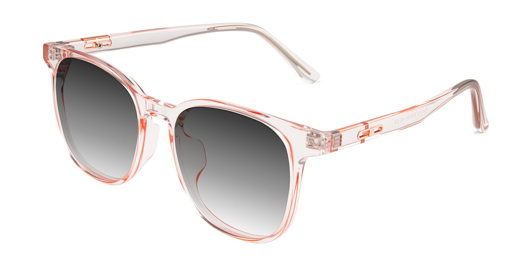 Angle of Ruhling in Transparent Pink with Gray Gradient Lenses