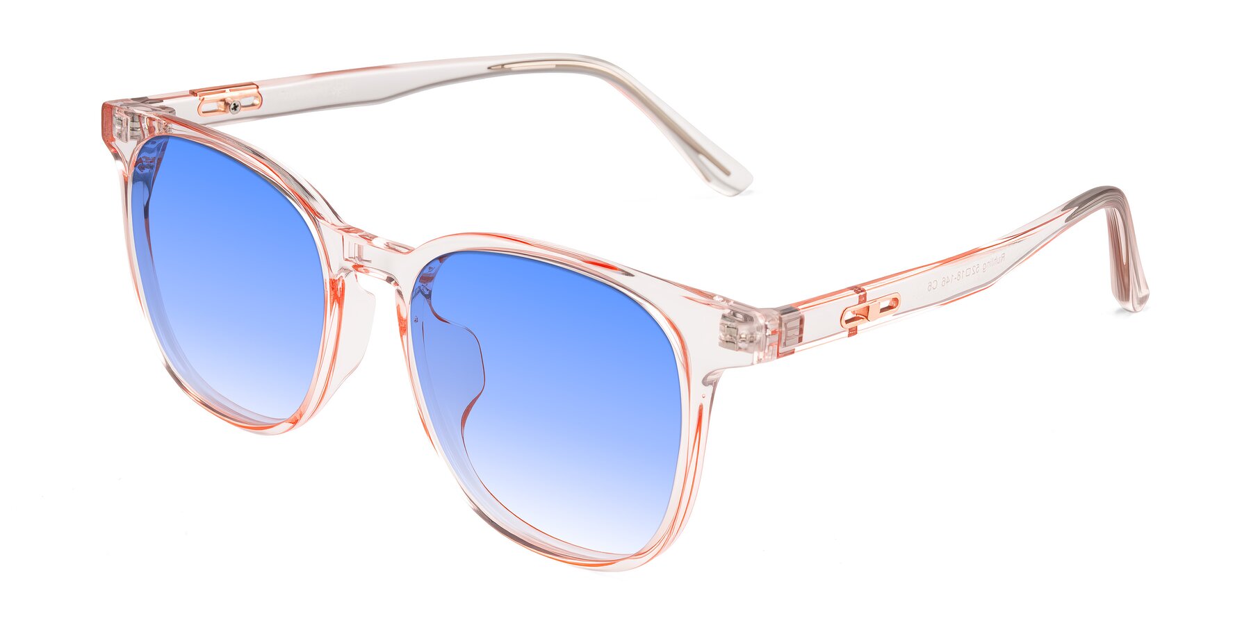 Angle of Ruhling in Transparent Pink with Blue Gradient Lenses