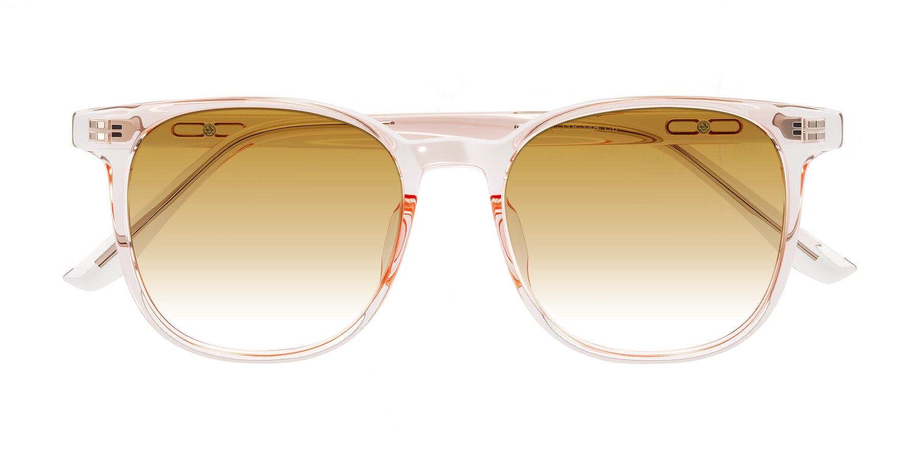 Folded Front of Ruhling in Transparent Pink with Champagne Gradient Lenses
