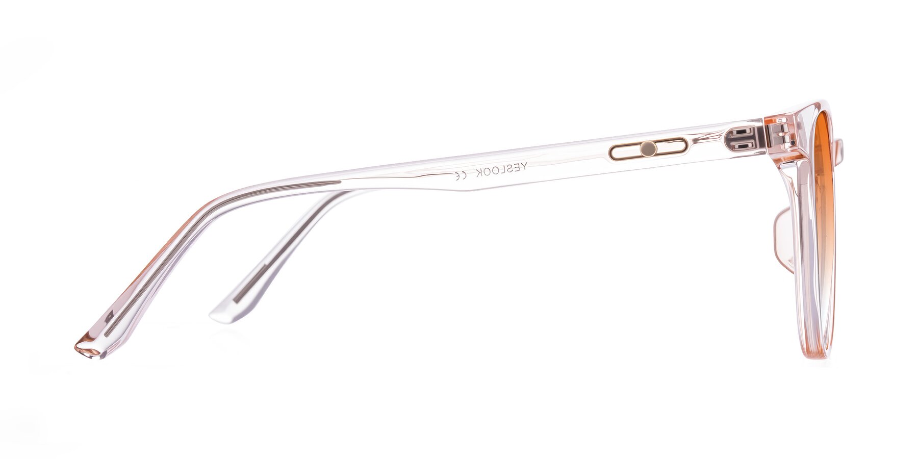 Side of Ruhling in Transparent Pink with Orange Gradient Lenses