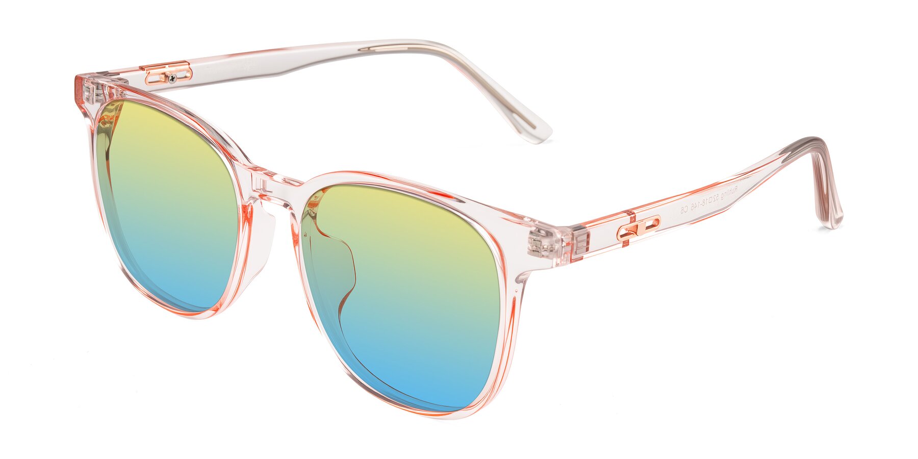 Angle of Ruhling in Transparent Pink with Yellow / Blue Gradient Lenses