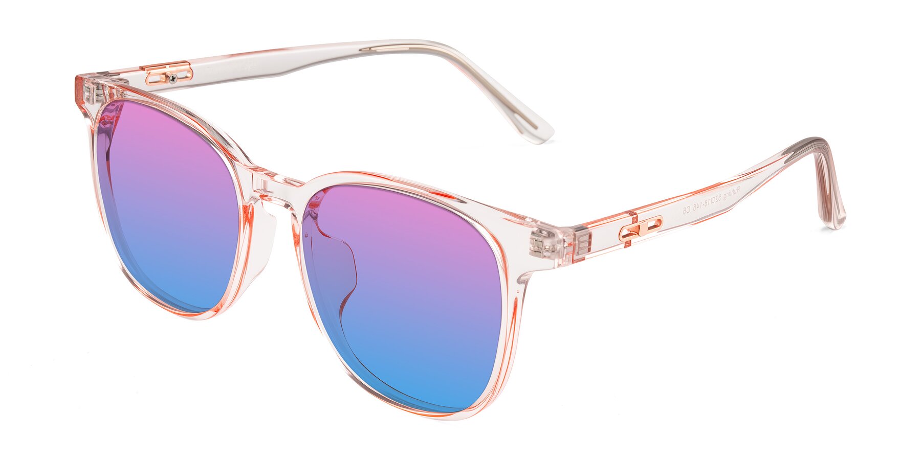 Angle of Ruhling in Transparent Pink with Pink / Blue Gradient Lenses