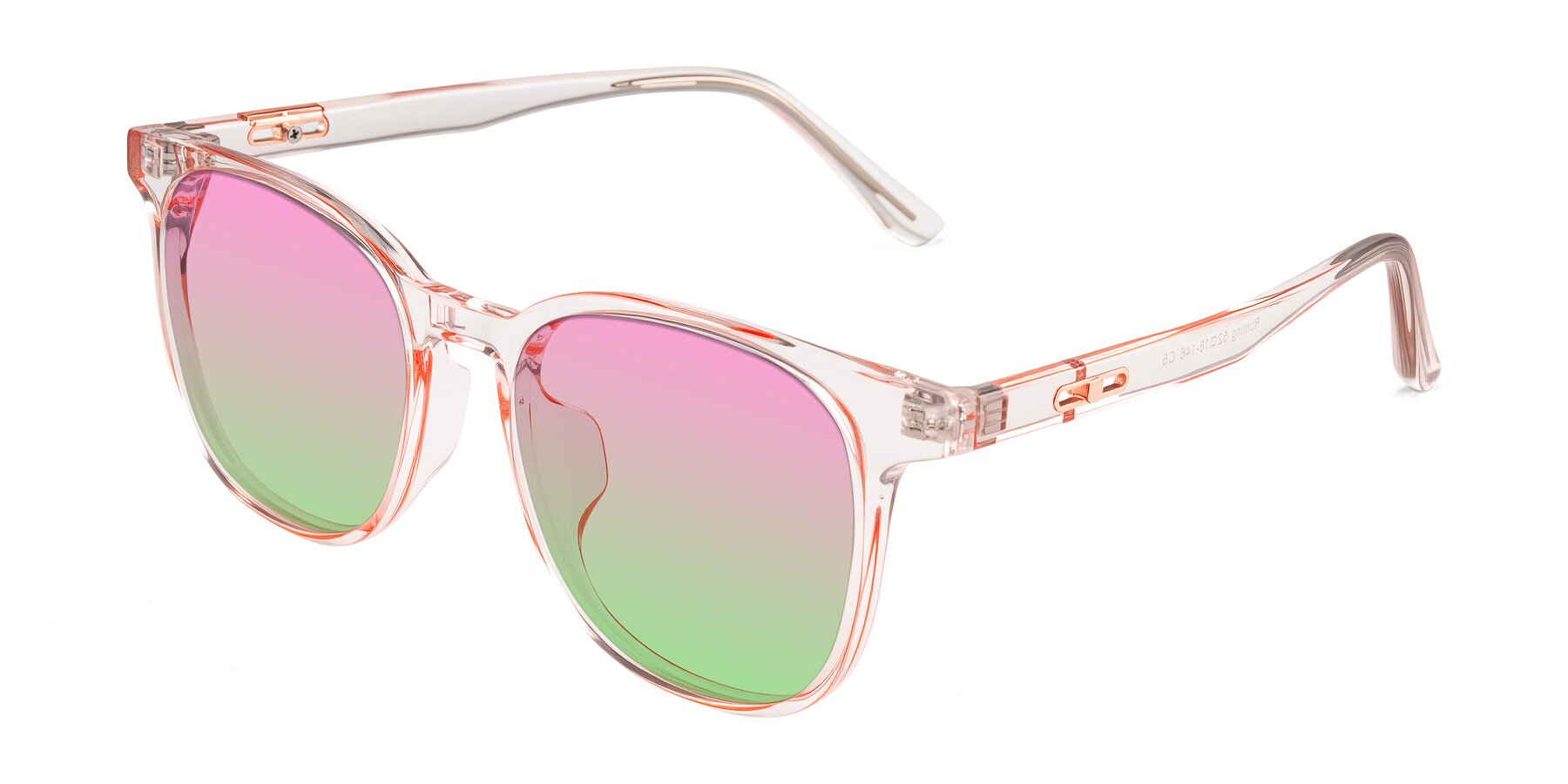 Angle of Ruhling in Transparent Pink with Pink / Green Gradient Lenses