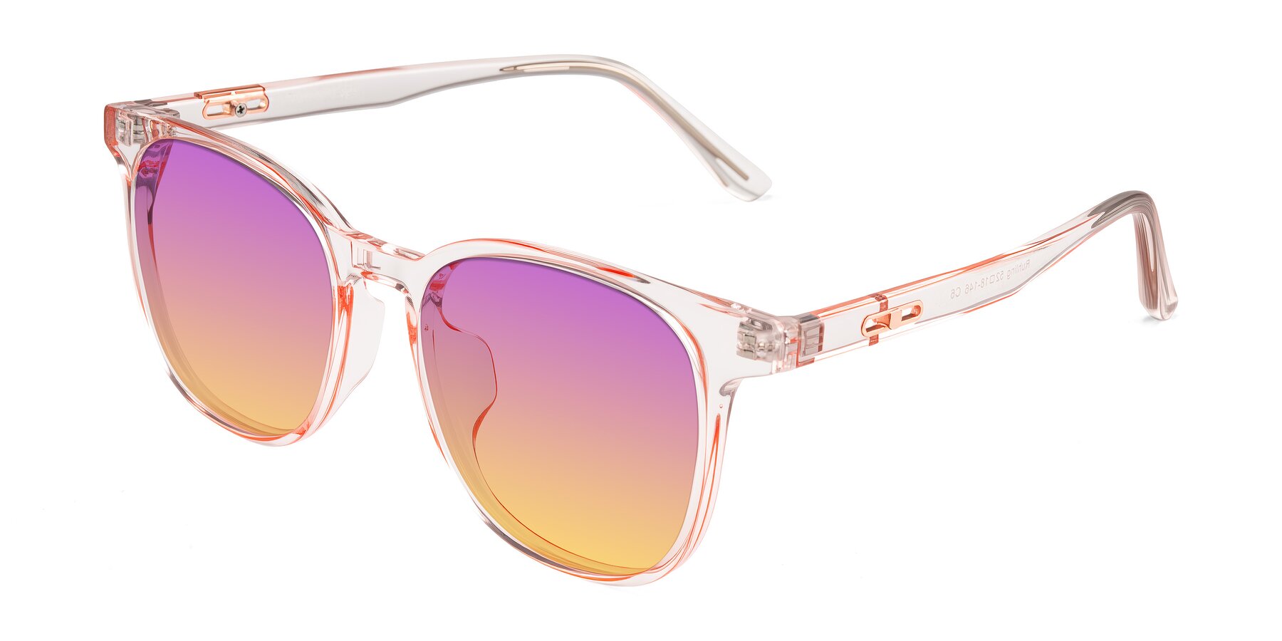 Angle of Ruhling in Transparent Pink with Purple / Yellow Gradient Lenses