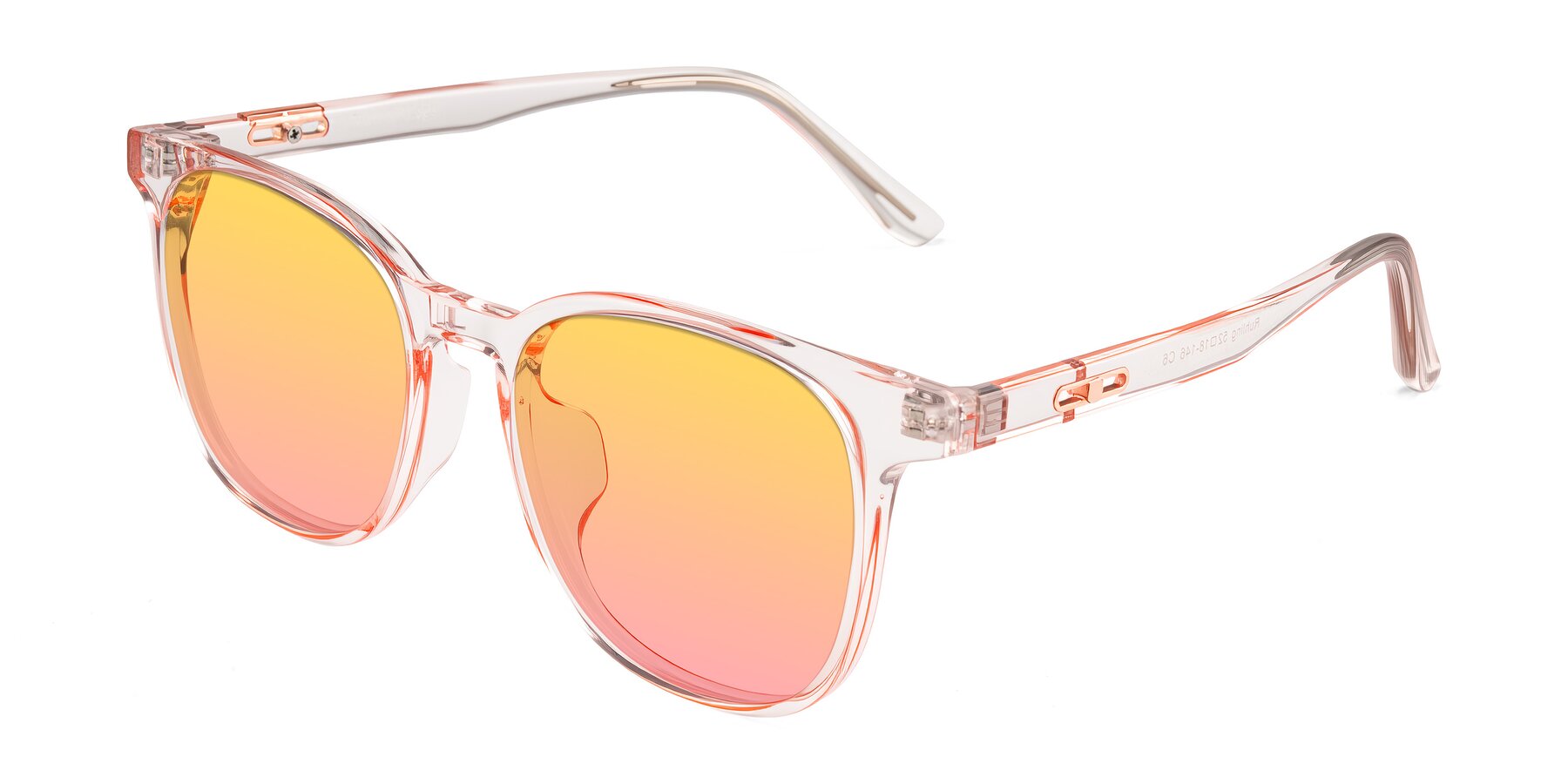 Angle of Ruhling in Transparent Pink with Yellow / Pink Gradient Lenses