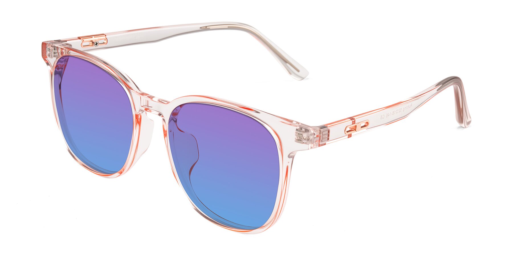 Angle of Ruhling in Transparent Pink with Purple / Blue Gradient Lenses