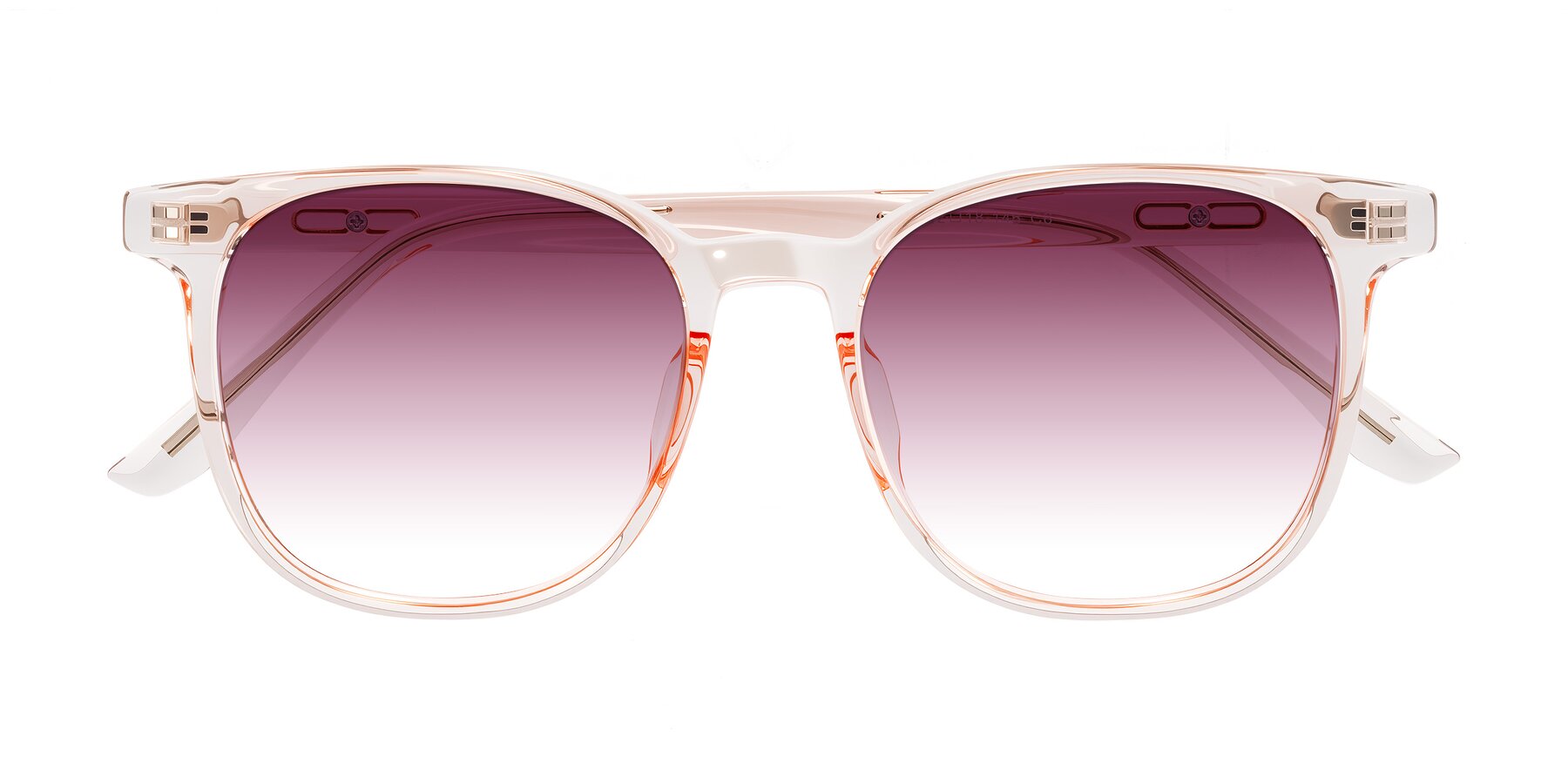 Folded Front of Ruhling in Transparent Pink with Wine Gradient Lenses