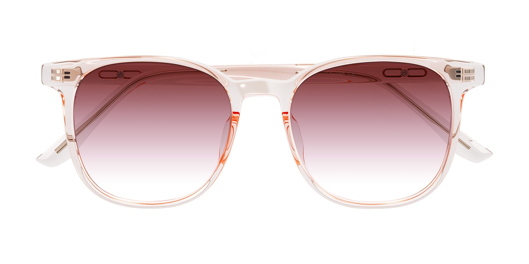 Folded Front of Ruhling in Transparent Pink with Garnet Gradient Lenses