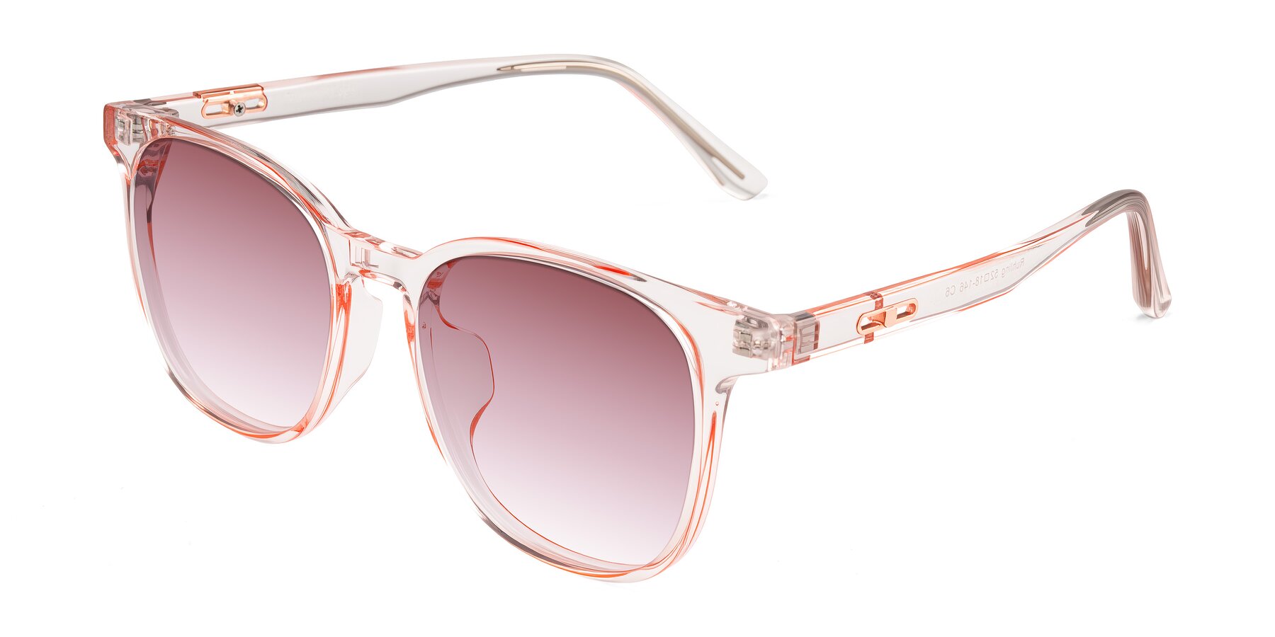 Angle of Ruhling in Transparent Pink with Garnet Gradient Lenses