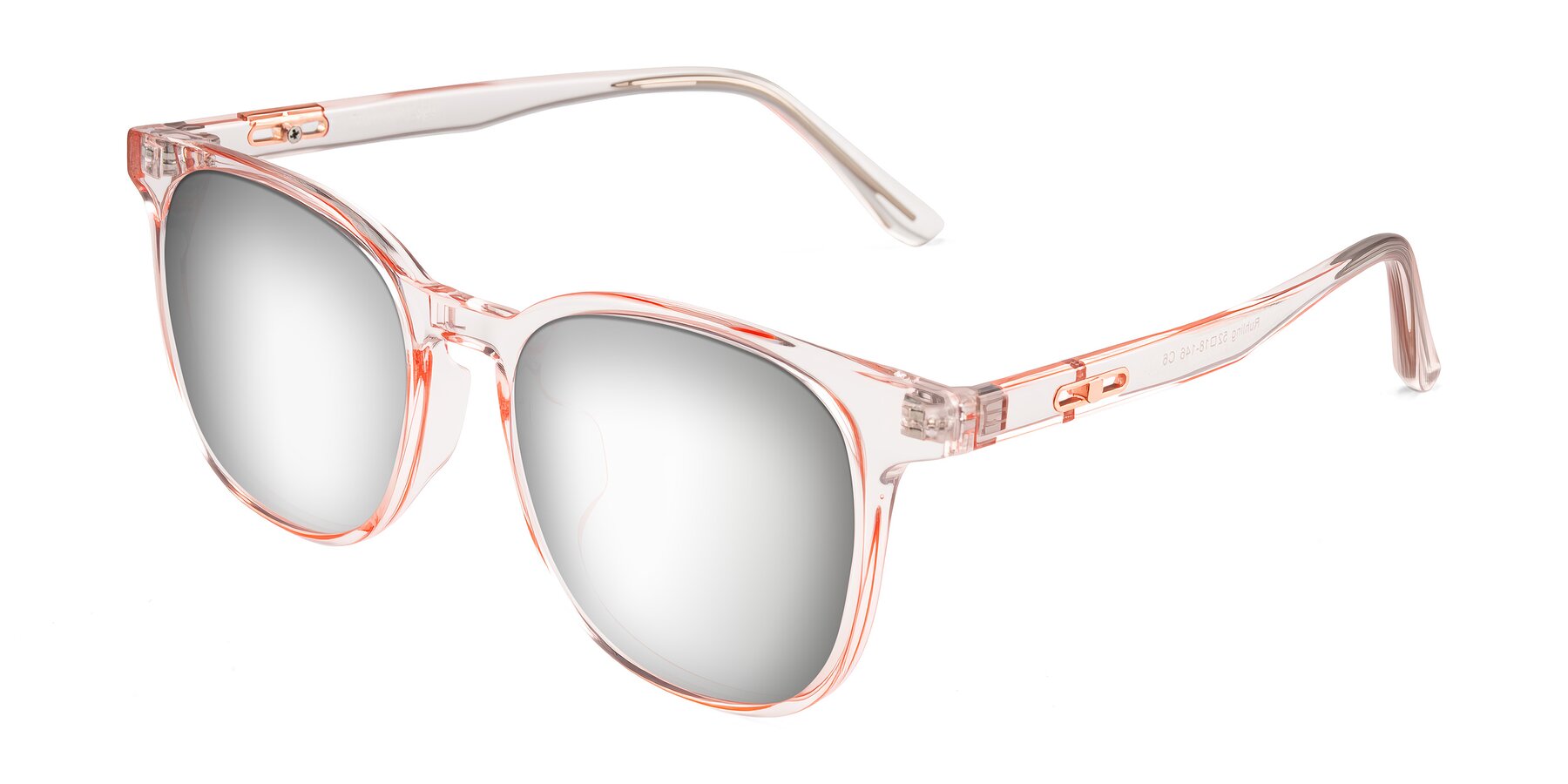 Angle of Ruhling in Transparent Pink with Silver Mirrored Lenses