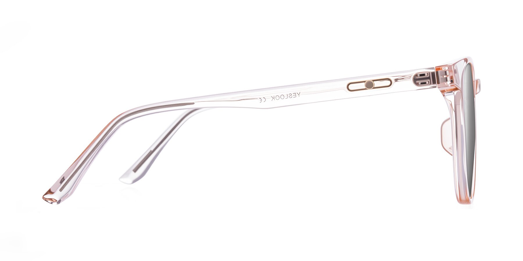 Side of Ruhling in Transparent Pink with Silver Mirrored Lenses