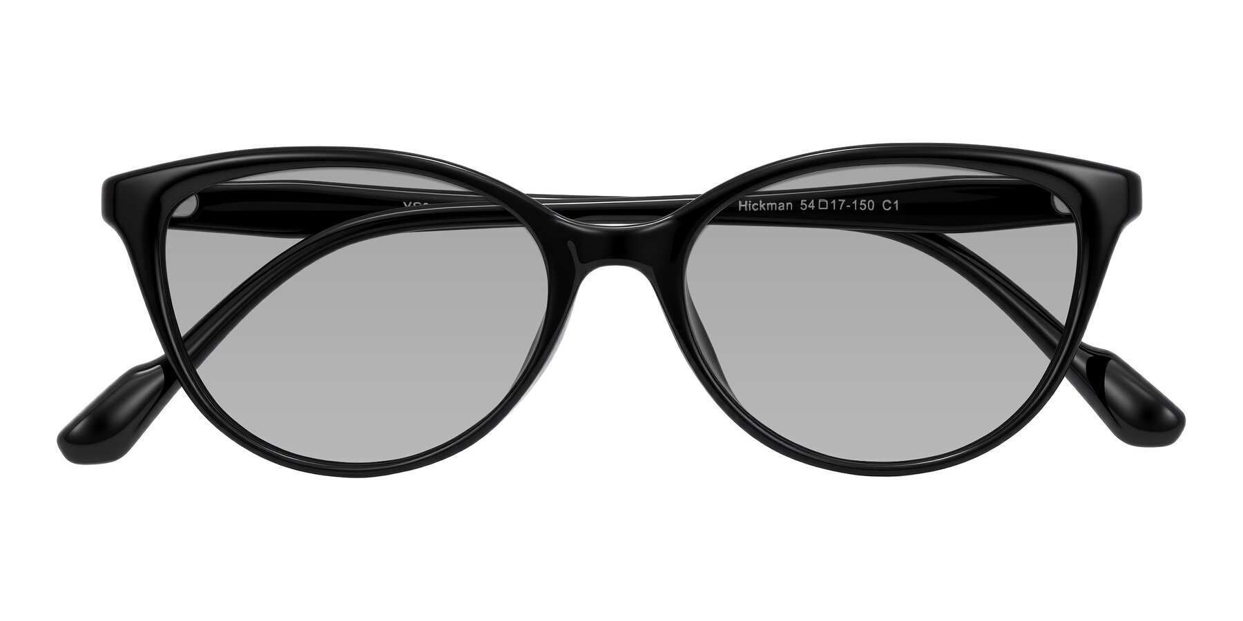 Folded Front of Hickman in Black with Light Gray Tinted Lenses