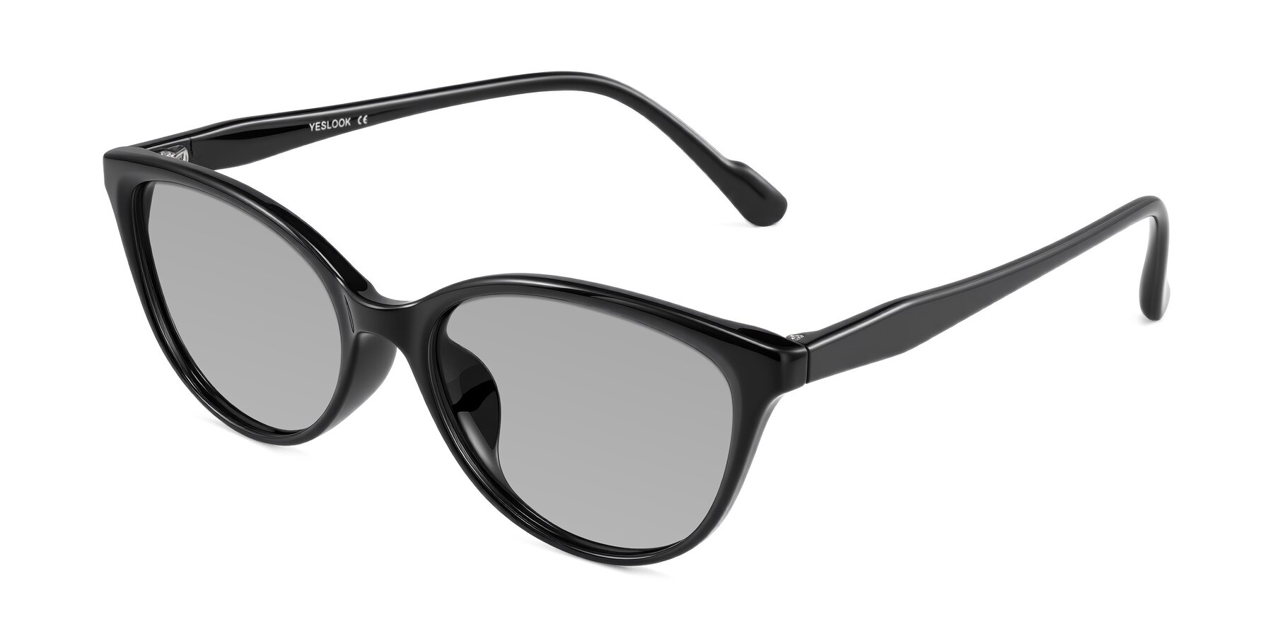 Angle of Hickman in Black with Light Gray Tinted Lenses