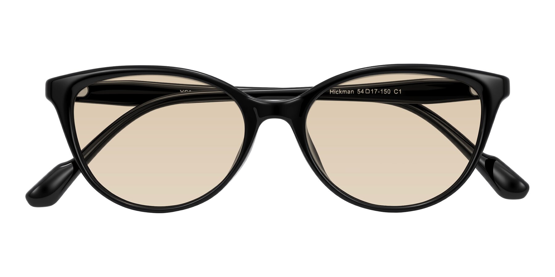 Folded Front of Hickman in Black with Light Brown Tinted Lenses