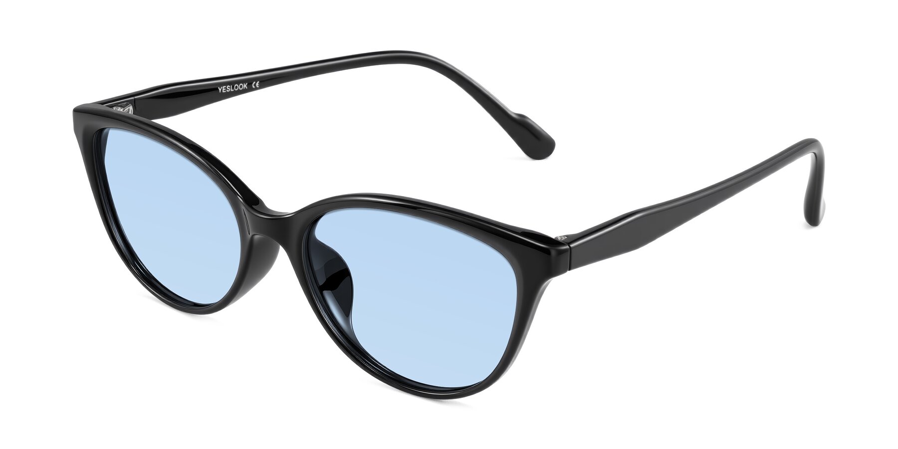 Angle of Hickman in Black with Light Blue Tinted Lenses