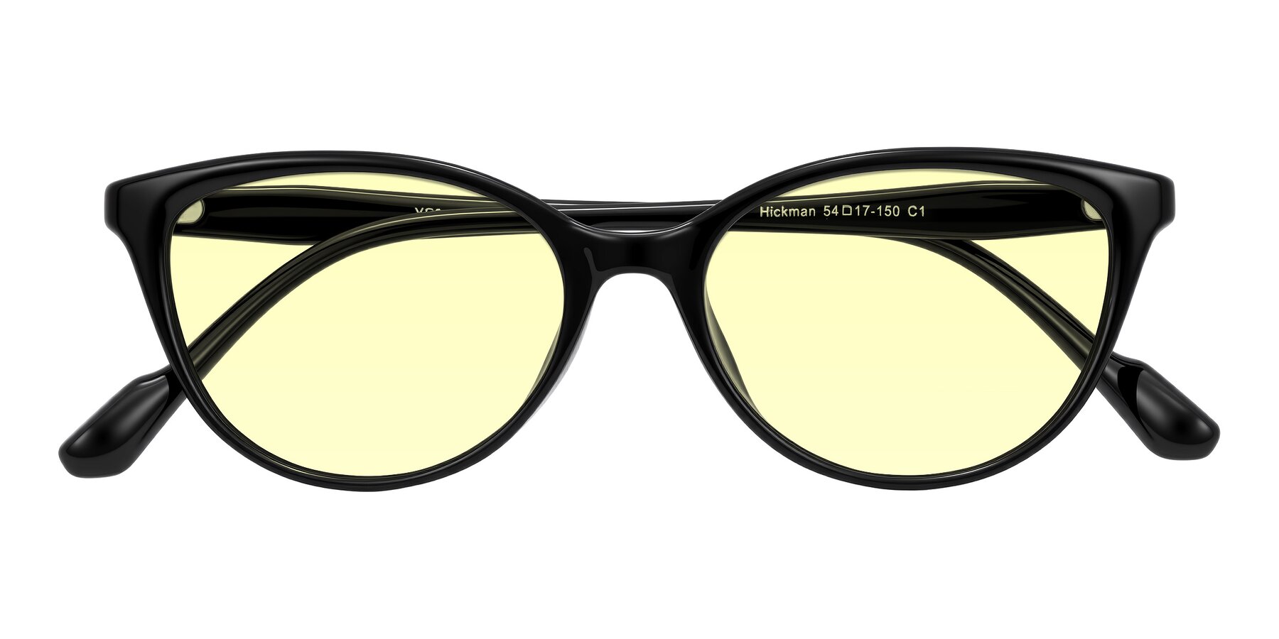 Folded Front of Hickman in Black with Light Yellow Tinted Lenses