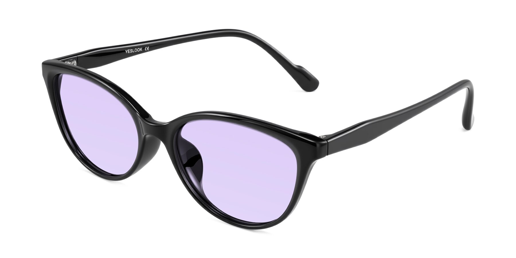 Angle of Hickman in Black with Light Purple Tinted Lenses