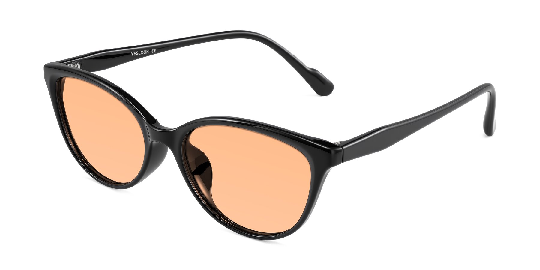 Angle of Hickman in Black with Light Orange Tinted Lenses