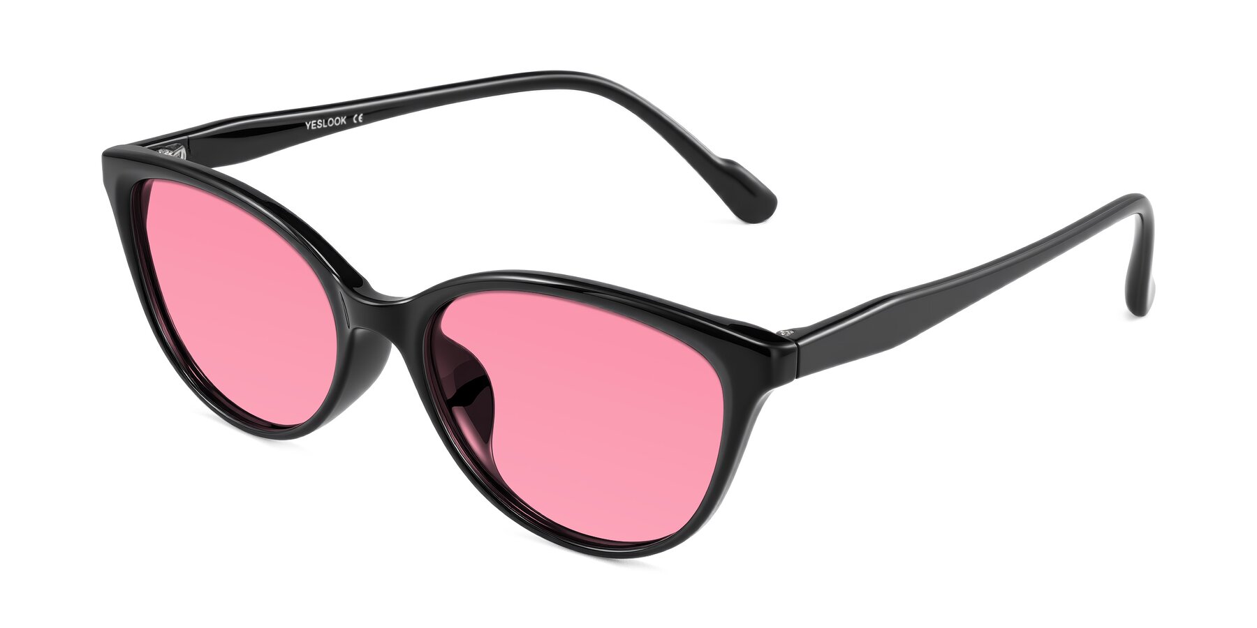 Angle of Hickman in Black with Pink Tinted Lenses