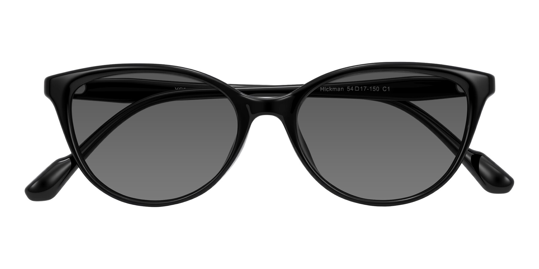Folded Front of Hickman in Black with Medium Gray Tinted Lenses