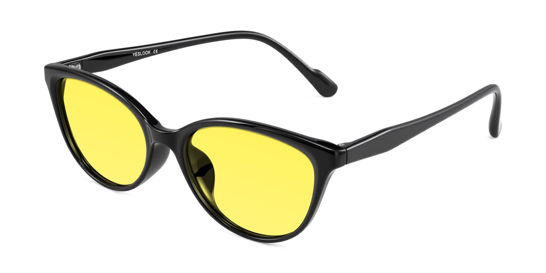 Angle of Hickman in Black with Medium Yellow Tinted Lenses