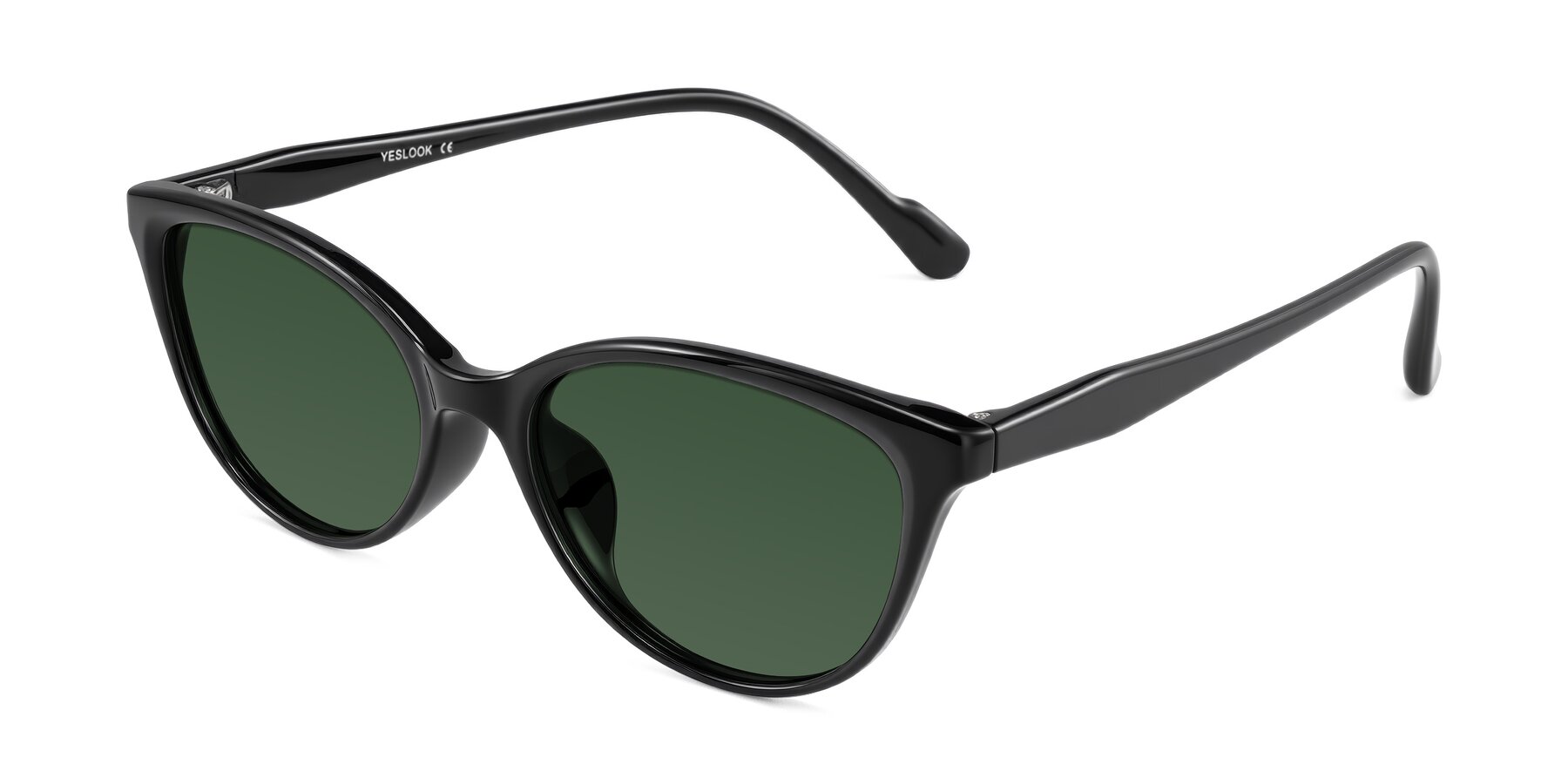 Angle of Hickman in Black with Green Tinted Lenses