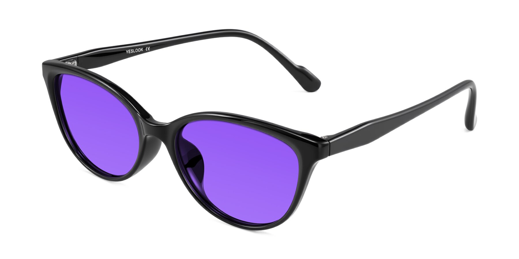 Angle of Hickman in Black with Purple Tinted Lenses