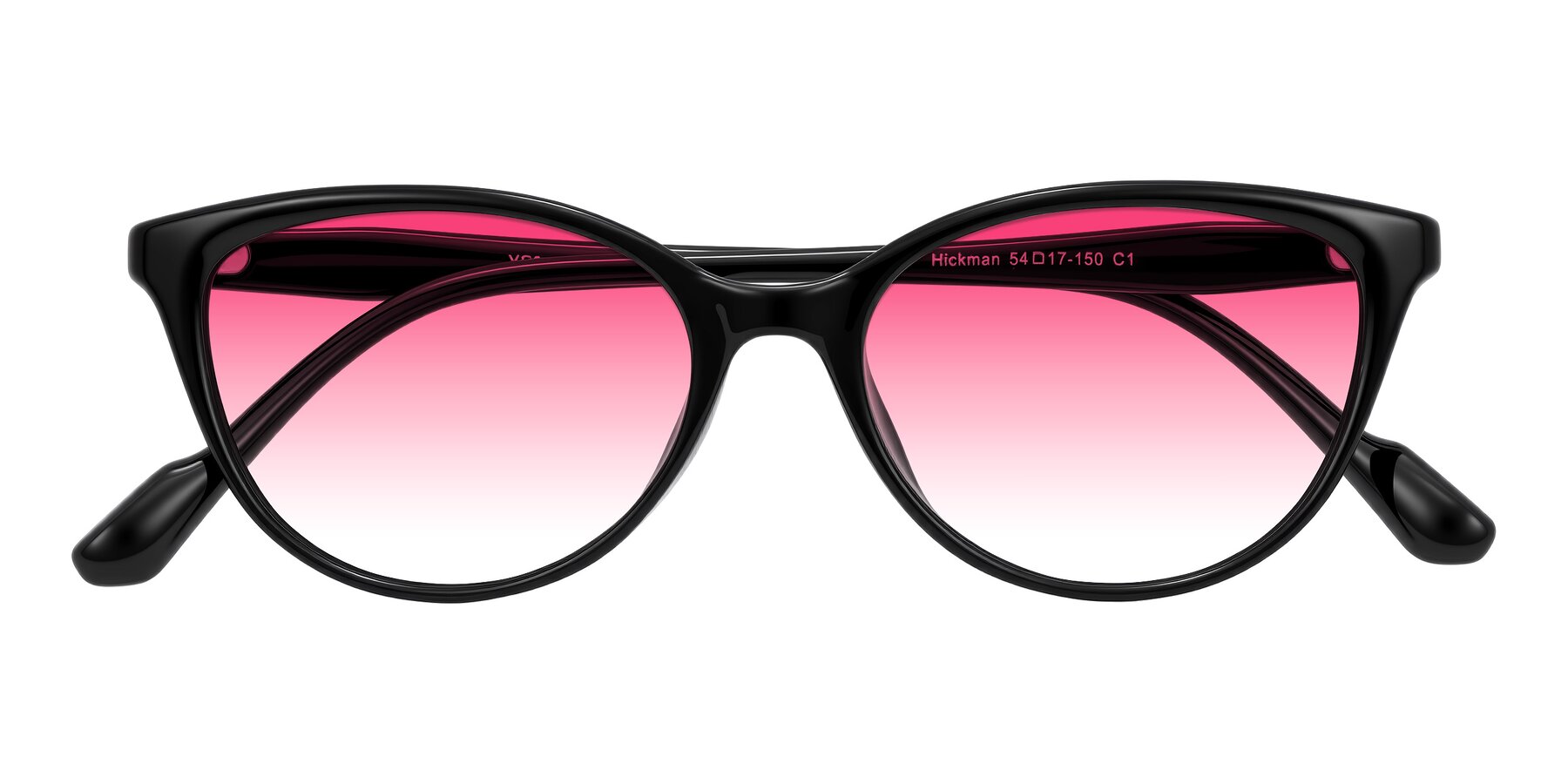 Folded Front of Hickman in Black with Pink Gradient Lenses