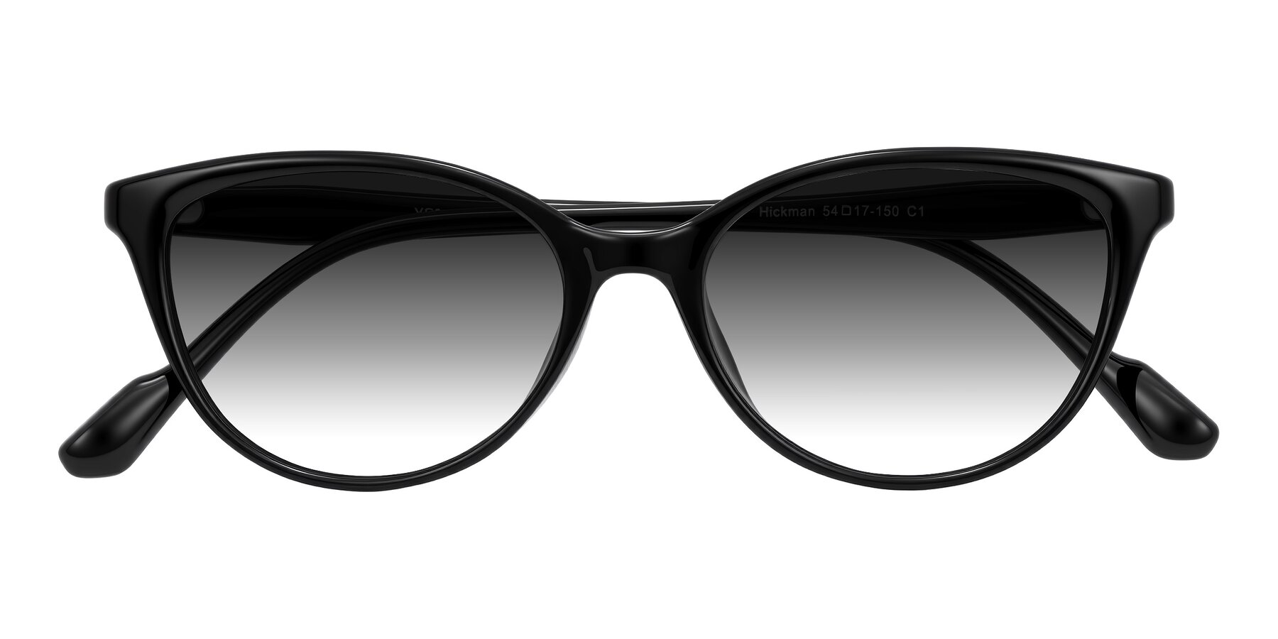 Folded Front of Hickman in Black with Gray Gradient Lenses